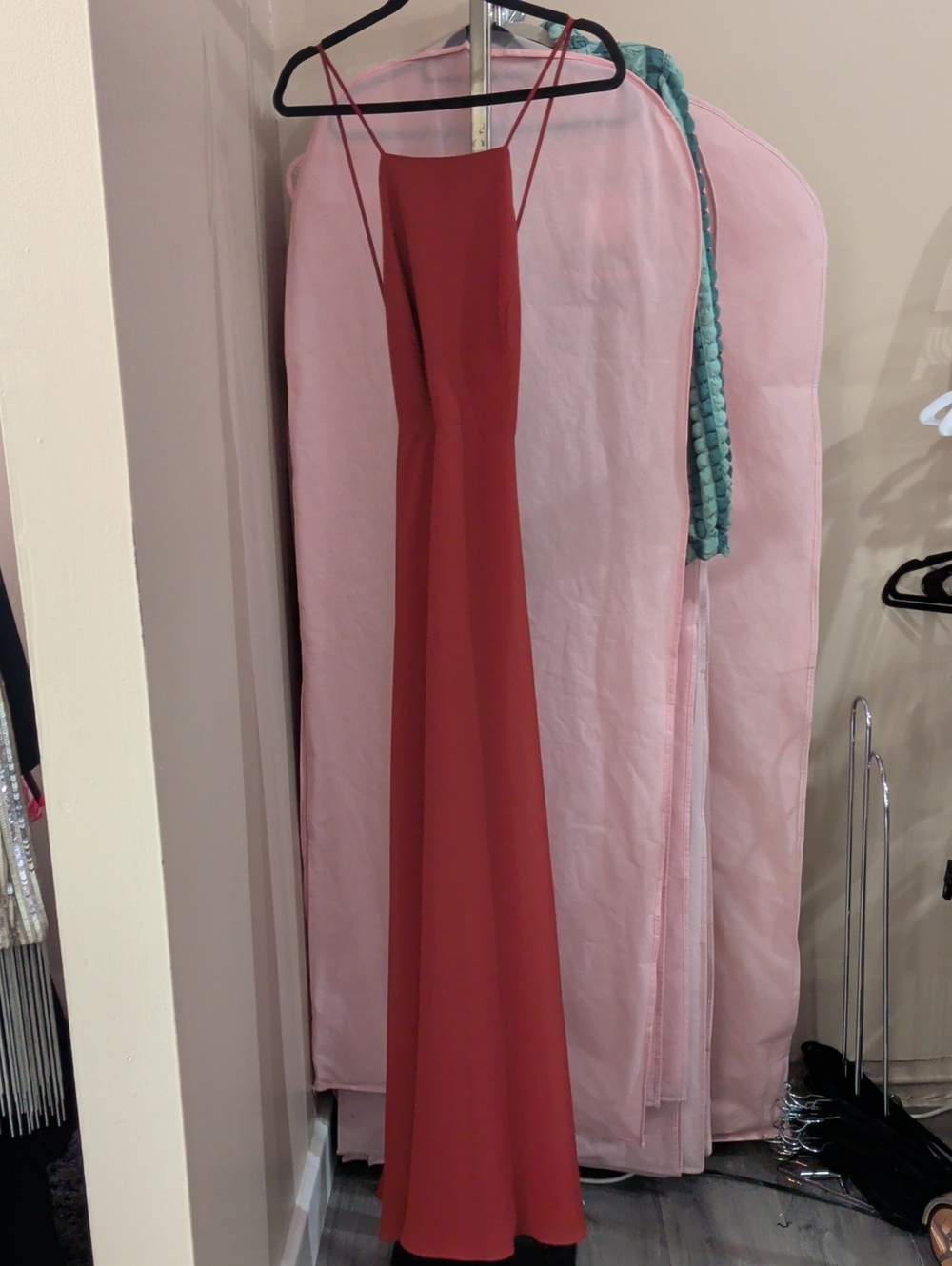 Rust Red Slip Dress with Spaghetti Straps